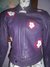 Hideout Armour Tec Bespoke Handmade Purple Mod Motorcycle Leather Jacket SMALL