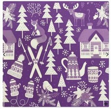 Winter Woodland Cabin Mesh Cake Stencil Ski Trees Mittens Hats Mugs 17.5x33cm