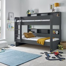 Bunk Bed with Shelf Storage & Under-Bed Space – Space-Saving Kids’ Bedroom
