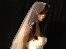 1 Tier Ivory 3M Beads And Sequins Scalloped Trim Cathedral Bridal Wedding Veil