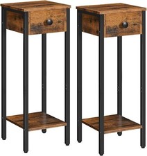 Bedside Table Set of 2 Side End Tables Nightstand Industrial Telephone Table