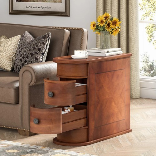 End table round solid wood - round,