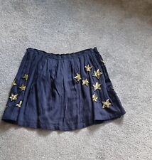 Satin Blue Embellished Mini Skirt