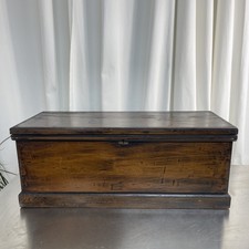 Antique Pine Victorian Coffer Box Small Linen Chest 73x30x29cm Brass Handles