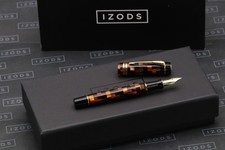 Parker Duofold Centennial Check Amber Fountain Pen - EF Nib