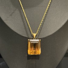 14ct Gold Citrine Pendant (Hallmarked)On an Unmarked Gold tone Chain - 13.2g