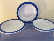 3 x Vintage T G GREEN Church Gresley Pottery SONOMA Blue Banded CEREAL BOWL DISH