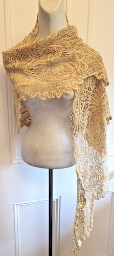 Antique lace shawl cape - an,