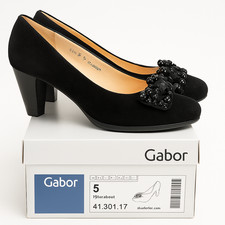 NEW Gabor Black Suede Heels UK