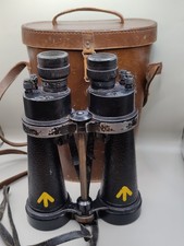 WW2 BARR & STROUD CF41 - 7X  Navy Military Binoculars & Case. Yellow Broad Arrow