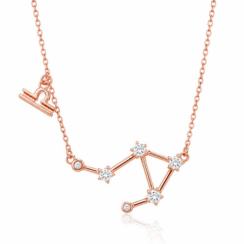Libra zodiac necklace - 9ct, rose