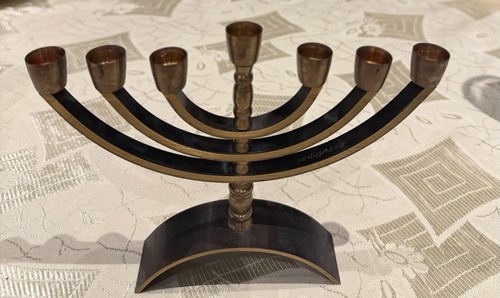 Seven branched brass menorahs - seven-branched,