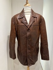 Mens Aviatrix Vintage Brown Leather Biker Casual Jacket Size XL VGC 