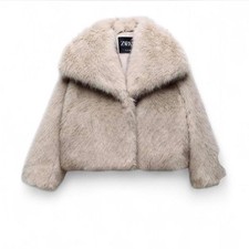 zara faux fur jacket women xs