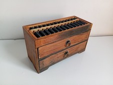 Vintage Chinese Abacus 13 Rows Bead Arithmetic Abacus On Drawer Box mathematics 