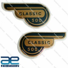 For Royal Enfield Classic 500 Black & Golden Tool Box Decal Sticker Pair ECs