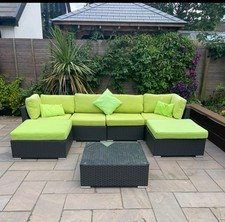 Rattan Dinali 6 Seater Corner Sofa Aluminium Modular Garden Set Collect Only