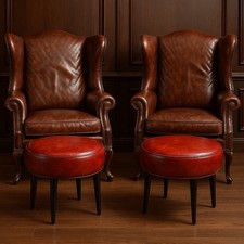 Pair Of Vintage Mid Century Upholstered Foot Stools