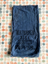 Vintage Blue Westminster Bank Cloth Cash Bag Money Sack Copper