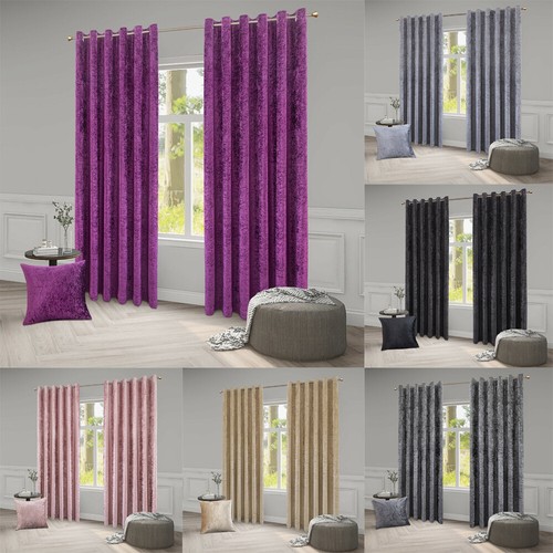 Crushed velvet curtains pair - crushed,