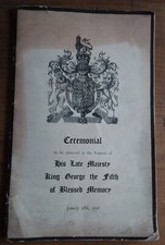 Order of the Ceremonial Funeral of George V 1936. Norfolk Earl Marshal.