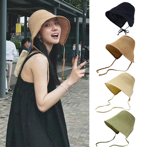 Linen straw regency bonnets - linen,