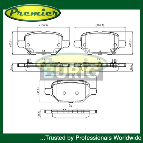 Premier rear brake pads set - premier,