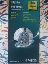 Arriva North East Timetable Routes 29 /29A.  From 19th February 2017.