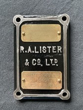 Vintage R.A. Lister Cast Iron Sign Nameplate Not Enamel Or Brass 6”x4”.