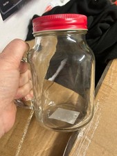 4 x Mason type jars with red