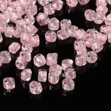 Lot (2000) Vintage Czech pink lined crystal hexagon micro seed glass beads