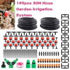 149PCS 30M Drip Irrigation System Kit Watering DIY Lawn Garden Tubing Hose Plant