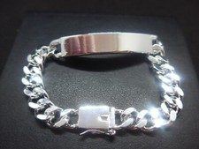 Silver 10mm Curb Identity ID Bracelet Stamped 925