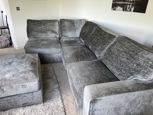 Grey polyester corner sofa - grey,