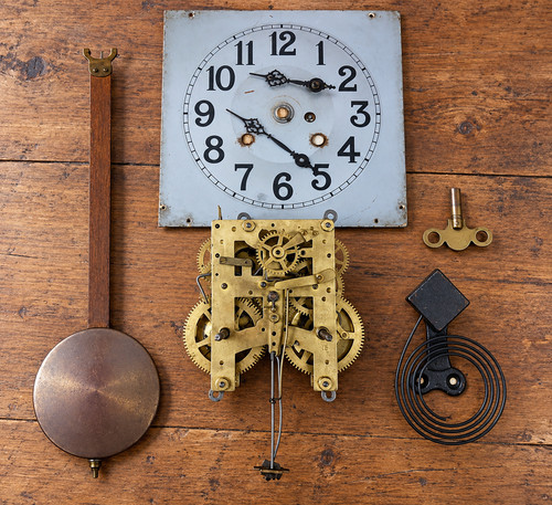 Vintage wall clock movement - wall,