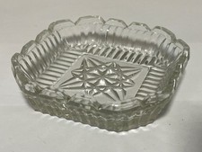 Small glass dish trinket bowl retro 9.5cm square sweet bonbon vanity