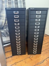 2 x 15 Multi Drawer Bisley Metal Filing Cabinet Office Storage Black