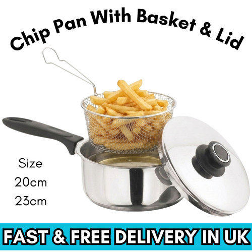 23cm chip pan with basket - basket, and