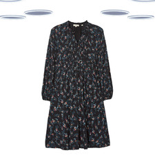 Ex Fat Face Women's Dress - Neivi Ditsy Jersey  Long Sleeve Black Floral