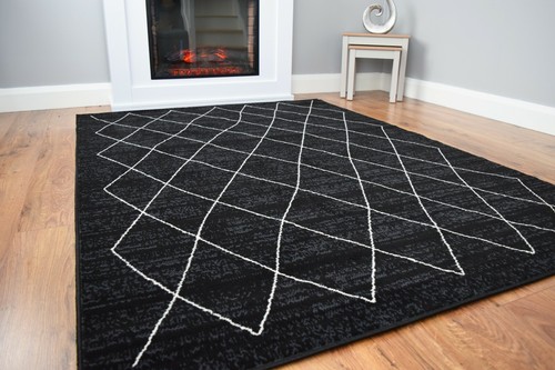 Modern black grey rugs - modern,