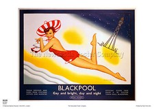 BLACKPOOL LANCASHIRE VINTAGE RETRO RAILWAY POSTER ADVERTISING TRAVEL ART OLD