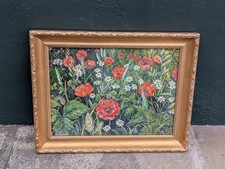 Original Acrylic On Canvas- Brenda Ellison 1995- Poppies And Daisys 19.5"-15.5"
