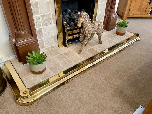 Fireplace brass fender - fireplace, 138cm
