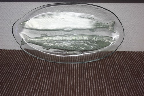Large oval glass embossed - large, fish