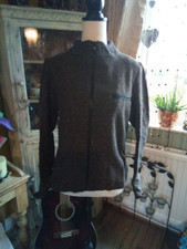 Ladies Marbled Wool Mix Brown Zip Up Jacket Medium Fully lined