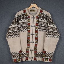 Vintage NORDSTRIKK Cardigan Mens L NORWEGIAN Nordic Norway Fair Isle Wool Clasp
