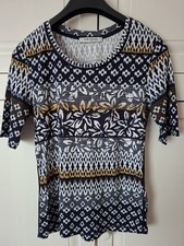 BNWOT Betty Barclay Multicoloured Short-sleeved Lightweight Round Neck Top S 12