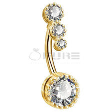 316L Surgical Steel Belly Bar Dangle Cubic Zirconia Crystal Curved Body Piercing