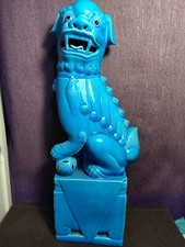 Very Large Chinese Turquoise Blue Foo Dog /Lion Turquoise Blue Figurine 37cm 14'
