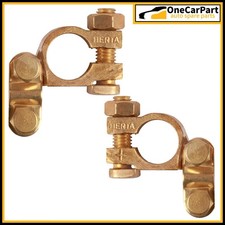 2 12V Brass Car Battery Terminals Clamps Connectors Heavy Duty  Bolts + - HQ